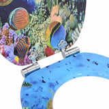 Soft-Close Toilet Seat Deep Sea Blue 44 x 38 cm MDF board