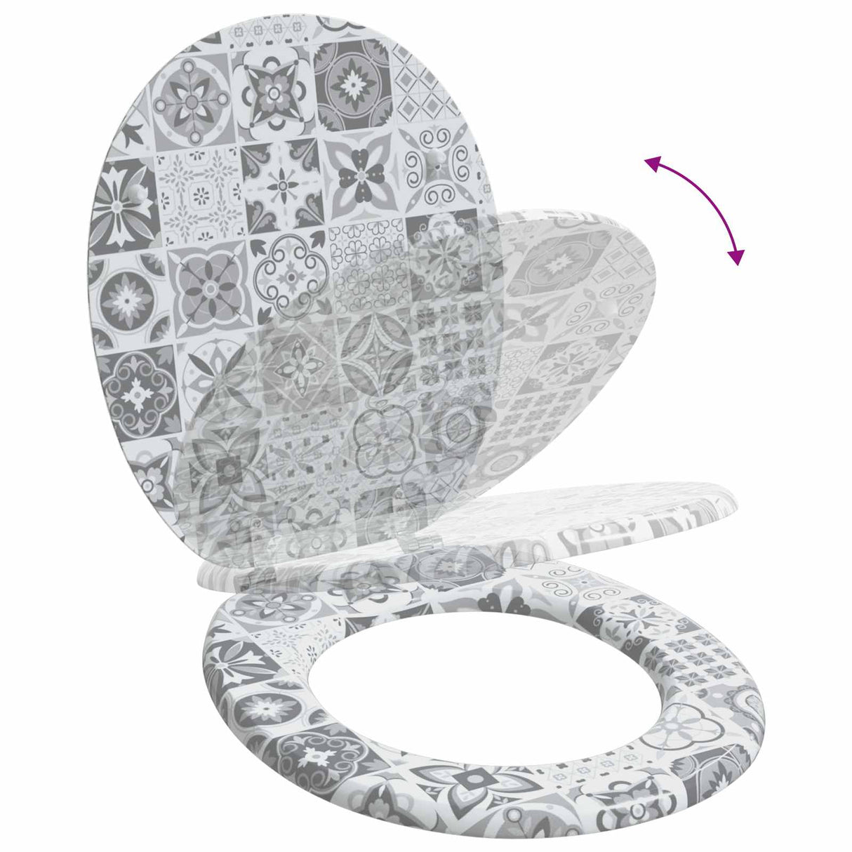 Soft-Close Toilet Seat Grey 44 x 38 cm MDF board
