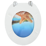 Soft-Close Toilet Seat Light Blue 44 x 38 cm MDF board - Low Angle