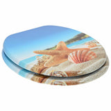 Soft-Close Toilet Seat Light Blue 44 x 38 cm MDF board - Front View