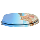 Soft-Close Toilet Seat Light Blue 44 x 38 cm MDF board - Side View