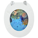 Soft-Close Toilet Seat Deep Sea Blue 44 x 38 cm MDF board - Low Angle