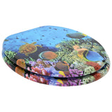 Soft-Close Toilet Seat Deep Sea Blue 44 x 38 cm MDF board - Front View
