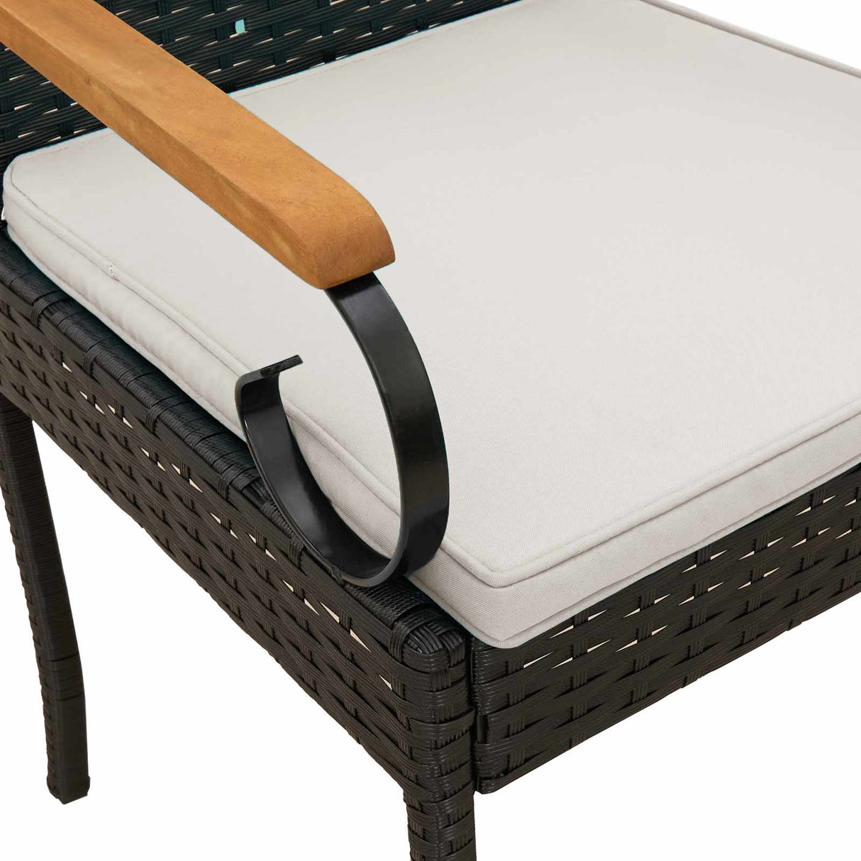 Garden Chairs with Cushion 2 pcs Black and Cream White