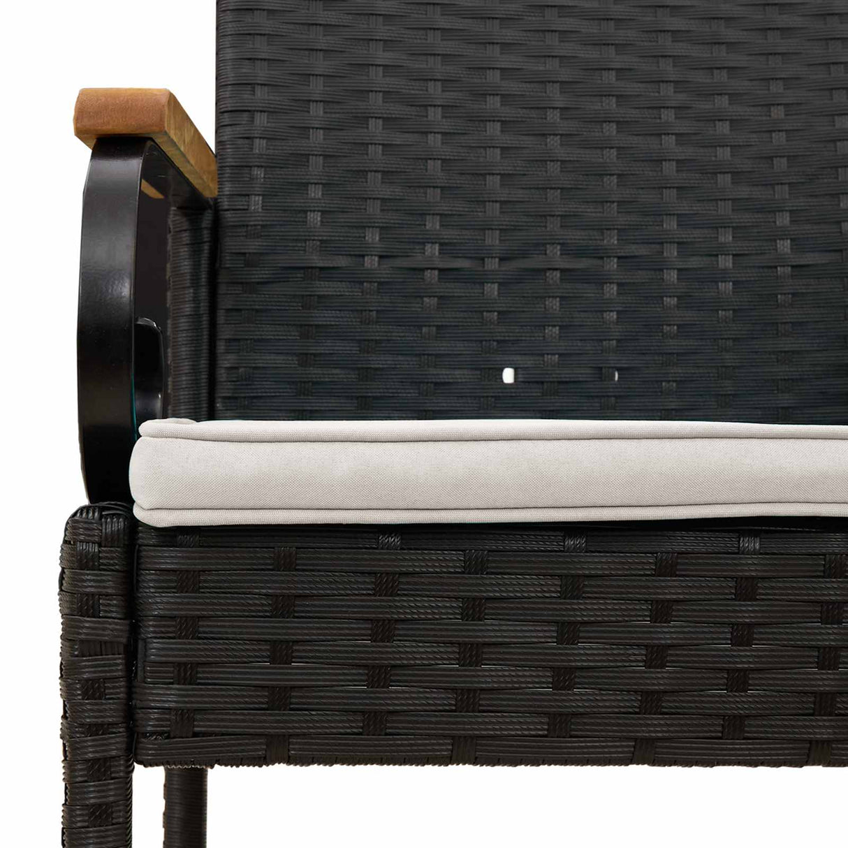 Garden Chairs with Cushion 2 pcs Black and Cream White