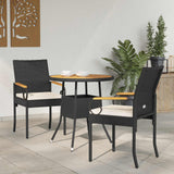Garden Chairs with Cushion 2 pcs Black and Cream White