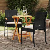 Garden Chairs with Cushion 2 pcs Black and Cream White - Side View