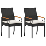 Garden Chairs with Cushion 2 pcs Black and Cream White