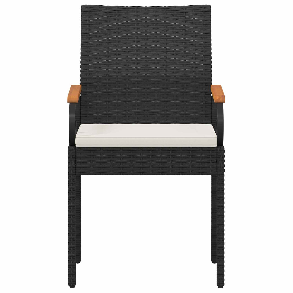 Garden Chairs with Cushion 2 pcs Black and Cream White