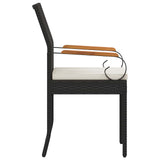 Garden Chairs with Cushion 2 pcs Black and Cream White