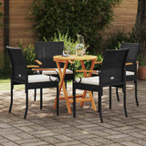 Garden Chairs with Cushion 4 pcs Black and Cream White