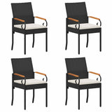 Garden Chairs with Cushion 4 pcs Black and Cream White