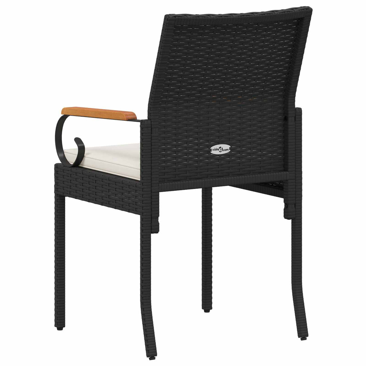 Garden Chairs with Cushion 4 pcs Black and Cream White