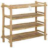 Shoe Rack with Shelf Natural 4-tier Bamboo - 45-Degree Angle