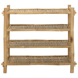 Shoe Rack with Shelf Natural 4-tier Bamboo - Side View