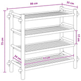 Shoe Rack with Shelf Natural 4-tier Bamboo - Low Angle