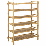 Shoe Rack with Shelf Natural 6-tier Bamboo - Front View