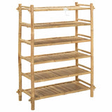 Shoe Rack with Shelf Natural 6-tier Bamboo - 45-Degree Angle