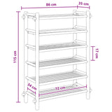 Shoe Rack with Shelf Natural 6-tier Bamboo - Low Angle