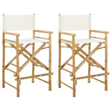 Folding Director's Chair 2 pcs Natural Bamboo - Front View