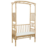 Garden Arch with Bench Cream White 115 x 50 x 205 cm Bamboo - Front View