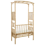 Garden Arch with Bench Cream White 115 x 50 x 205 cm Bamboo - 45-Degree Angle