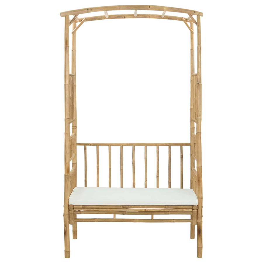 Garden Arch with Bench Cream White 115 x 50 x 205 cm Bamboo