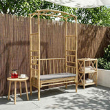 Garden Arch with Bench Dark Grey 115 x 50 x 205 cm Bamboo