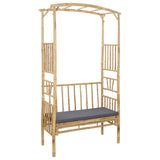 Garden Arch with Bench Dark Grey 115 x 50 x 205 cm Bamboo - Front View