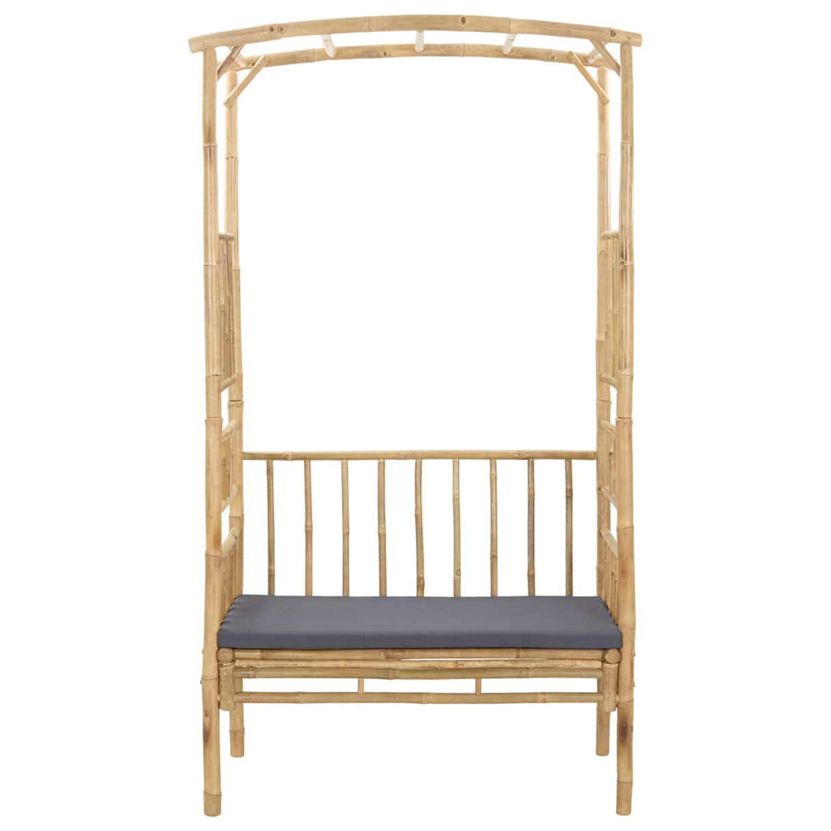 Garden Arch with Bench Dark Grey 115 x 50 x 205 cm Bamboo