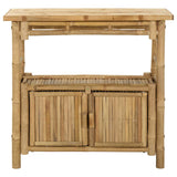 Console Table with Shelf Natural 80 x 35 x 75 cm Bamboo - Top-Down View