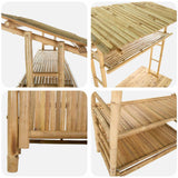Outdoor Bar Table with Storage Natural 110 x 50 x 210 cm Bamboo - Rear View