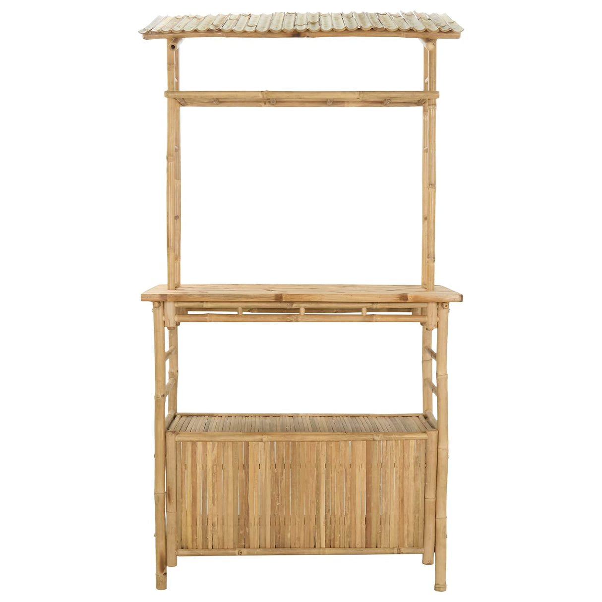 Outdoor Bar Table with Storage Natural 110 x 50 x 210 cm Bamboo