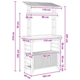 Outdoor Bar Table with Storage Natural 110 x 50 x 210 cm Bamboo - Close-Up Angle