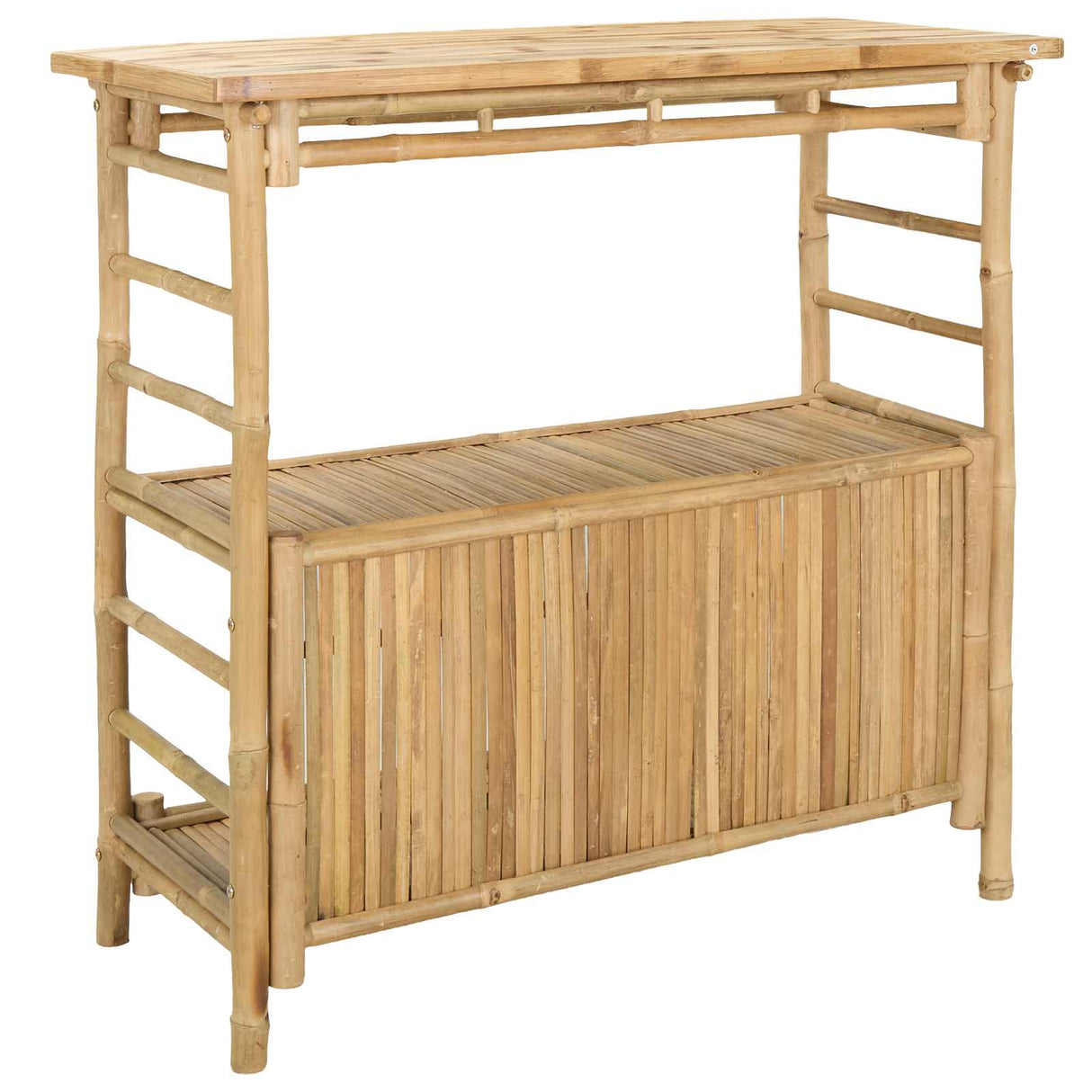Outdoor Bar Table with Storage Natural 110 x 50 x 105 cm Bamboo