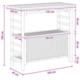 Outdoor Bar Table with Storage Natural 110 x 50 x 105 cm Bamboo - Close-Up Angle