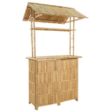 Outdoor Bar Table Natural 115 x 95 x 214 cm Bamboo - Front View