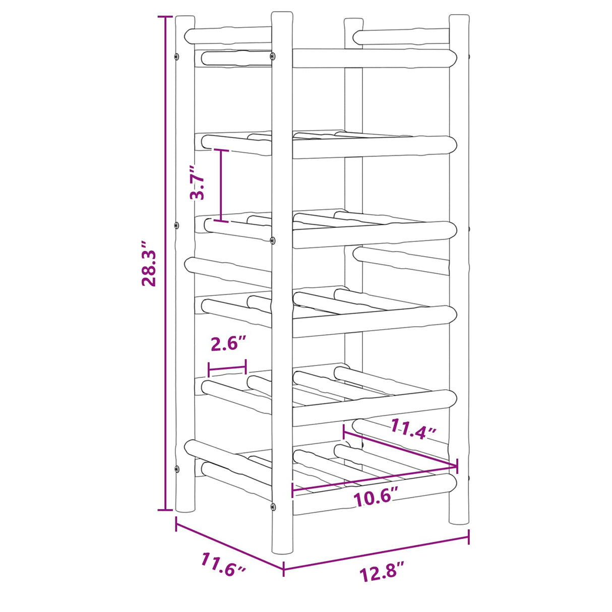 Wine Rack Natural 32.5 x 29.5 x 72 cm Bamboo