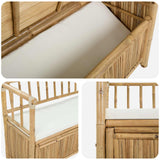 Garden Storage Bench 110 x 47 x 80 cm Bamboo Natural - Close-Up Angle