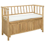 Garden Storage Bench 110 x 47 x 80 cm Bamboo Natural - Front View