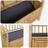 Garden Storage Bench 110 x 47 x 80 cm Bamboo Natural - Close-Up Angle
