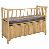 Garden Storage Bench 110 x 47 x 80 cm Bamboo Natural - Rear View