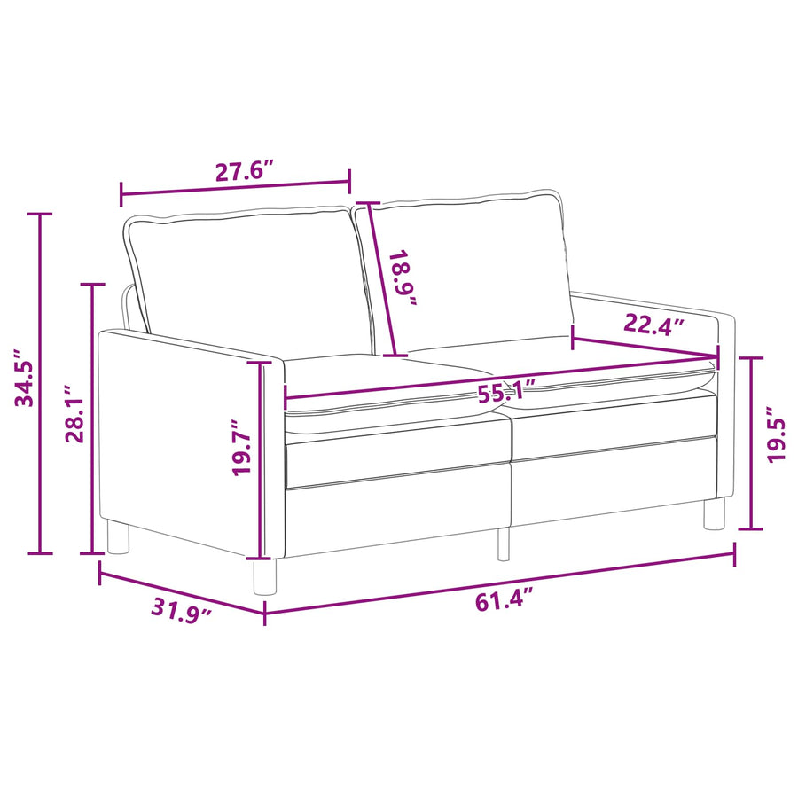 Sofa 2-Seater Dark Grey 156 x 81 x 87.5 cm Fabric