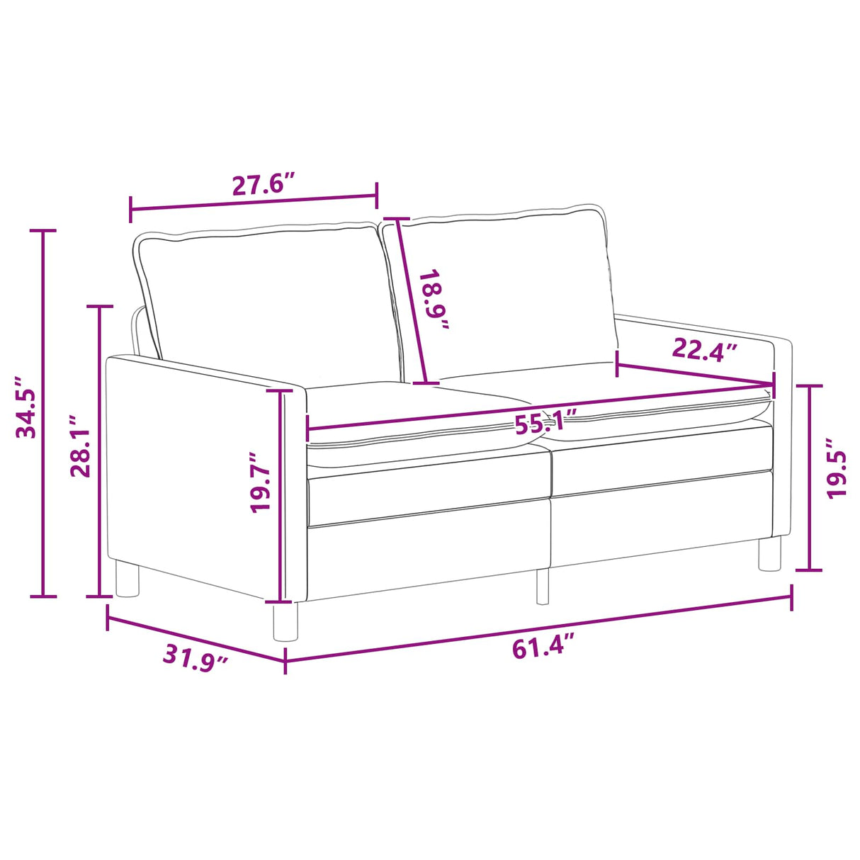 Sofa Black 156 x 81 x 87.5 cm Velvet