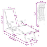 Reclining and Folding Sunlounger 55 x 146 x 91 cm