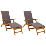 Reclining and Folding Sunlounger 2 pcs Grey 55 x 146 x 91 cm