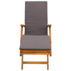 Reclining and Folding Sunlounger 2 pcs Solid Acacia Wood Grey