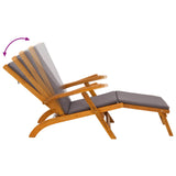 Reclining and Folding Sunlounger 2 pcs Solid Acacia Wood Grey - Extra Image