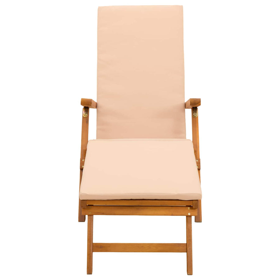 Reclining and Folding Sunlounger 2 pcs Solid Acacia Wood