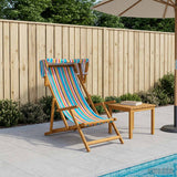 Deck Chair 3 Position Solid Eucalyptus Wood Multicolour